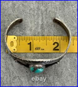 Vintage Native American Navajo AHASTEEN Turquoise & Inlaid Sterling Bracelet