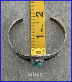 Vintage Native American Navajo AHASTEEN Turquoise & Inlaid Sterling Bracelet