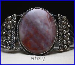 Vintage Native American Navajo Agate Sterling Silver Cuff Bracelet