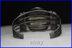 Vintage Native American Navajo Agate Sterling Silver Cuff Bracelet