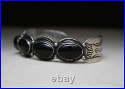 Vintage Native American Navajo Black Onyx Sterling Silver Cuff Bracelet