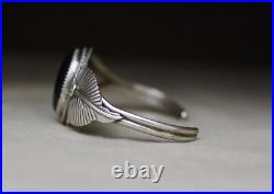 Vintage Native American Navajo Black Onyx Sterling Silver Cuff Bracelet