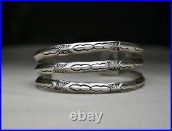 Vintage Native American Navajo Carinated Sterling Silver Cuff Bracelet