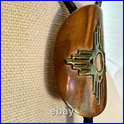 Vintage Native American Navajo Copper & Brass Zia Bolo Tie