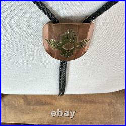 Vintage Native American Navajo Copper & Brass Zia Bolo Tie