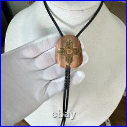 Vintage Native American Navajo Copper & Brass Zia Bolo Tie