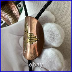 Vintage Native American Navajo Copper & Brass Zia Bolo Tie