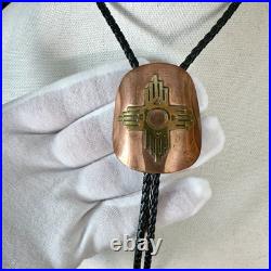 Vintage Native American Navajo Copper & Brass Zia Bolo Tie