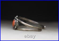 Vintage Native American Navajo Coral Sterling Silver Cuff Bracelet