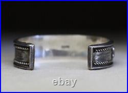 Vintage Native American Navajo Coral Sterling Silver Cuff Bracelet