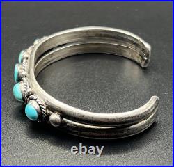 Vintage Native American Navajo Cuff Bracelet Turquoise 925 Silver 5.1 Small