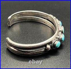 Vintage Native American Navajo Cuff Bracelet Turquoise 925 Silver 5.1 Small