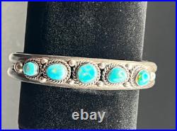Vintage Native American Navajo Cuff Bracelet Turquoise 925 Silver 5.1 Small