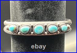 Vintage Native American Navajo Cuff Bracelet Turquoise 925 Silver 5.1 Small