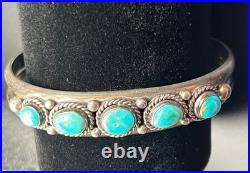 Vintage Native American Navajo Cuff Bracelet Turquoise 925 Silver 5.1 Small