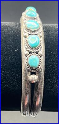 Vintage Native American Navajo Cuff Bracelet Turquoise 925 Silver 5.1 Small
