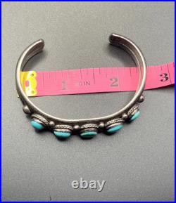 Vintage Native American Navajo Cuff Bracelet Turquoise 925 Silver 5.1 Small