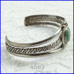 Vintage Native American Navajo Cuff Bracelet Turquoise Sterling Silver Handmade
