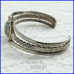 Vintage Native American Navajo Cuff Bracelet Turquoise Sterling Silver Handmade