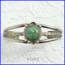 Vintage Native American Navajo Cuff Bracelet Turquoise Sterling Silver Handmade