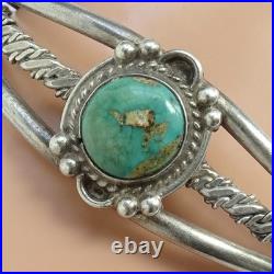 Vintage Native American Navajo Cuff Bracelet Turquoise Sterling Silver Handmade