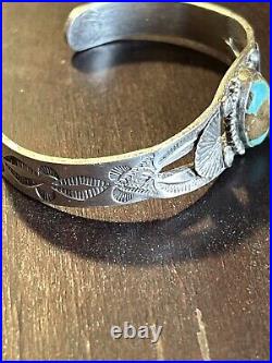Vintage Native American Navajo Fred Harvey Turquoise Sterling Bracelet Rare