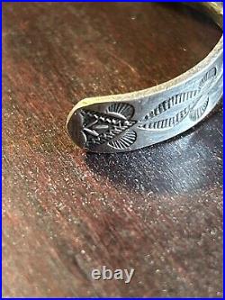 Vintage Native American Navajo Fred Harvey Turquoise Sterling Bracelet Rare