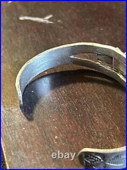 Vintage Native American Navajo Fred Harvey Turquoise Sterling Bracelet Rare