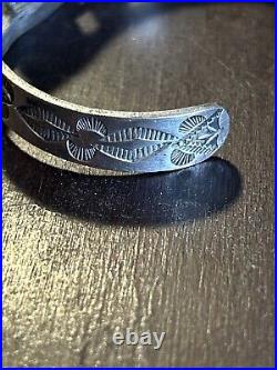 Vintage Native American Navajo Fred Harvey Turquoise Sterling Bracelet Rare