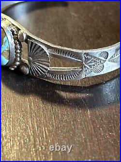 Vintage Native American Navajo Fred Harvey Turquoise Sterling Bracelet Rare