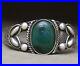 Vintage Native American Navajo Green Moss Agate Sterling Silver Cuff Bracelet