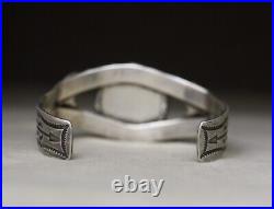 Vintage Native American Navajo Green Moss Agate Sterling Silver Cuff Bracelet