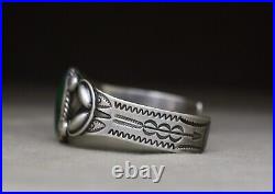 Vintage Native American Navajo Green Moss Agate Sterling Silver Cuff Bracelet