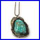 Vintage Native American Navajo Green Turquoise Sterling Silver Pendant Necklace