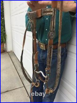 Vintage Native American Navajo Headstall Bridle withNaja & Bit. Silver & Turquoise