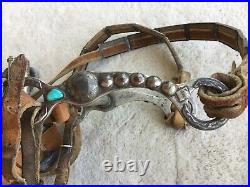 Vintage Native American Navajo Headstall Bridle withNaja & Bit. Silver & Turquoise