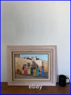 Vintage Native American Navajo Indian Southwest Figurative Pueblo Oil Painting