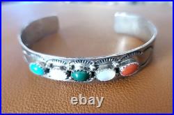 Vintage Native American Navajo J BAHE Sterling Silver & Stone Cuff Bracelet Vintage Native American Navajo J BAHE Sterling Silver & Stone Cuff Bracelet