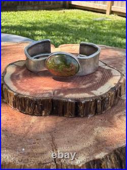 Vintage Native American Navajo Jasper Sterling Silver Cuff Bracelet