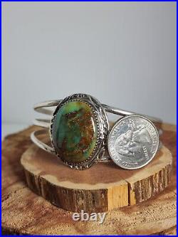 Vintage Native American Navajo Jewelry Turquoise Sterling Silver Cuff Bracelet