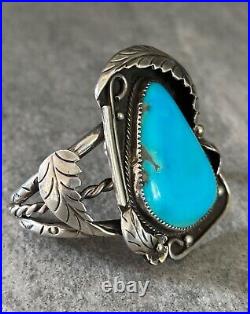 Vintage Native American Navajo LARGE Turquoise Sterling silver Bracelet SIGNED