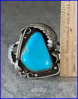 Vintage Native American Navajo LARGE Turquoise Sterling silver Bracelet SIGNED