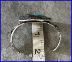 Vintage Native American Navajo LARGE Turquoise Sterling silver Bracelet SIGNED