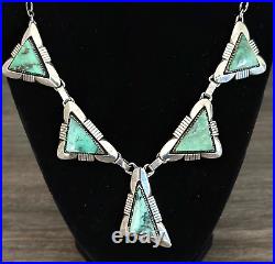 Vintage Native American Navajo LEE NIETO Turquoise Sterling Silver Necklace 62g