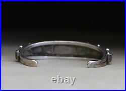 Vintage Native American Navajo Lapis Coral Sterling Silver Cuff Bracelet