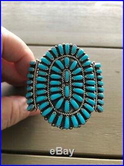 Vintage Native American Navajo Large Turquoise Squash Blossom Bracelet