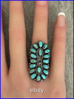 Vintage Native American Navajo MARCO BEGAYE Turquoise Cluster Ring Size 7.25