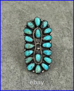 Vintage Native American Navajo MARCO BEGAYE Turquoise Cluster Ring Size 7.25