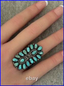 Vintage Native American Navajo MARCO BEGAYE Turquoise Cluster Ring Size 7.25