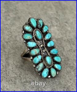 Vintage Native American Navajo MARCO BEGAYE Turquoise Cluster Ring Size 7.25